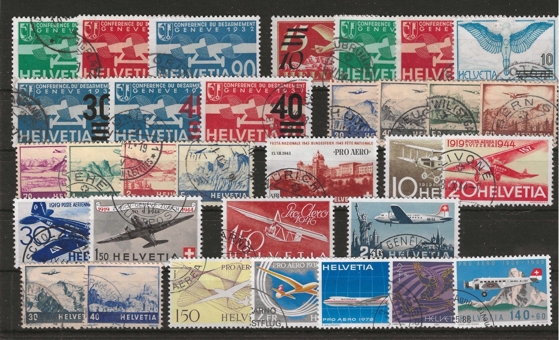 Tutti i francobolli: Lot CH Flugpostmarken ab 1932 : KP 515.-- – Usato da Gümligen venduto da Geniusbuy