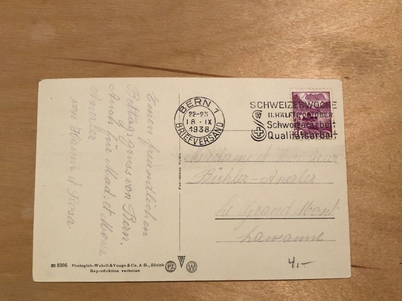 Cartoline postali: Antike Postkarte, Bärenkarte mit Vers, 1938 – Usato da Basel venduto da sar_9jj8 1