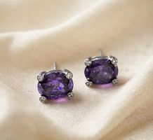 Elegante Silber 925 Ohrstecker mitAmethyst-Zirkonia - Neu