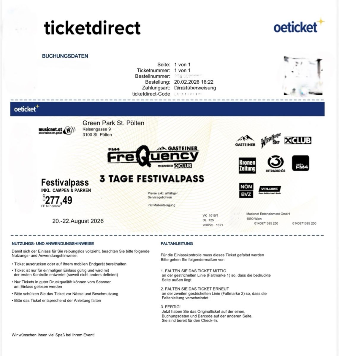 Billets: Frequenzy Ticket – Neuf avec emballage d'origine à Effretikon par Michelle.rthl 1