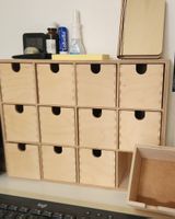 Holz Schubladen Organizer 12 Fächer aufgestellt