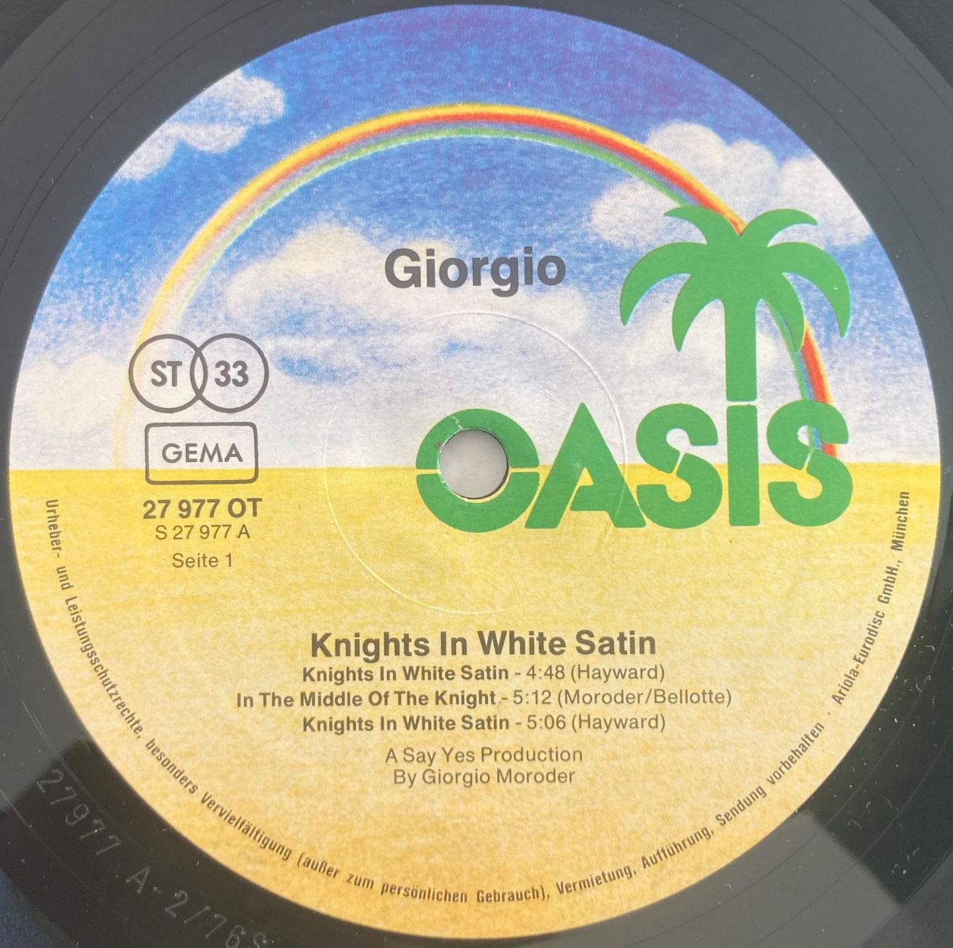 Dischi in vinile: GIORGIO MORODER - KNIGHTS IN WHITE SATIN – Usato da Poliez-Pittet venduto da Newtown-Records 2