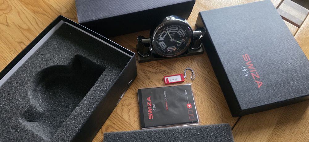 Pendule de table Swiza 1904 noir design avec coffret (Neu (gemäss ...