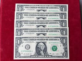 U.S.A. 5 X 1$ 2009 - aufeinanderefolge Nummern- Stempelfrich