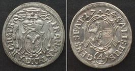SALZBURG Batzen 1724, FRANZ ANTON v. HARRACH, Silber unz-