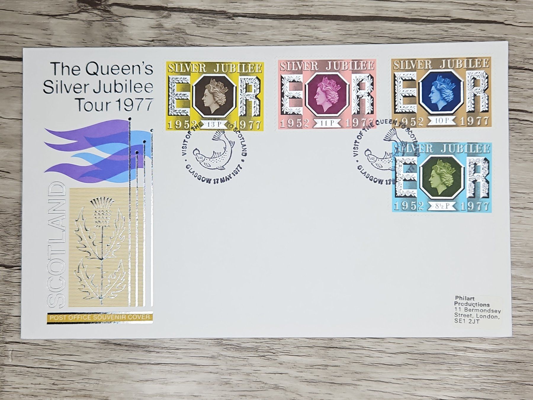 Tutti i francobolli: CL05 Enveloppe + Timbre England 1977 – Usato da Cousset venduto da Patrick_Collections