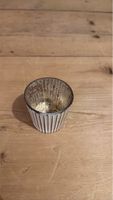 Windlicht Glas Teelichthalter silber gestreift, neuwertig