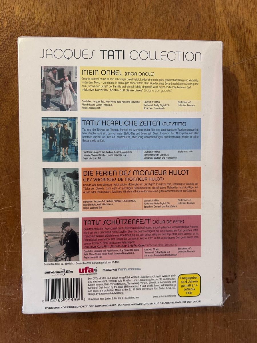 Tutti i DVDs: Jacques Tati Collection 4 DVDs. neu – Nuovo e nell'imballaggio originale da Zürich venduto da WWehrle 1