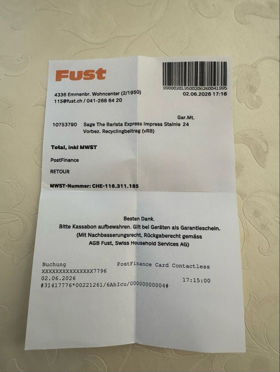 Sage Kaffeemaschinen & Espressomaschinen: )) SAGE EXPRESS IMPRESS , 1 Monat NEU (( – Neu (gemäss Beschreibung) aus Dagmersellen von V_ger 8