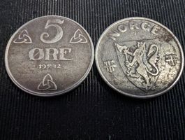 2x 5 Øre Norge 1942 Norwegen Münze Besatzung -L1
