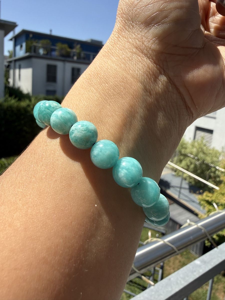Bracciali & Braccialetti: Amazonit Armband 10mm | Naturstein Perlenarmband Elastisch  – Nuovo (secondo la descrizione) da Jegenstorf venduto da SteinGlanz 3