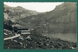 Oeschinensee mit Hotel, belebt, ungelaufen, ca. 1940
