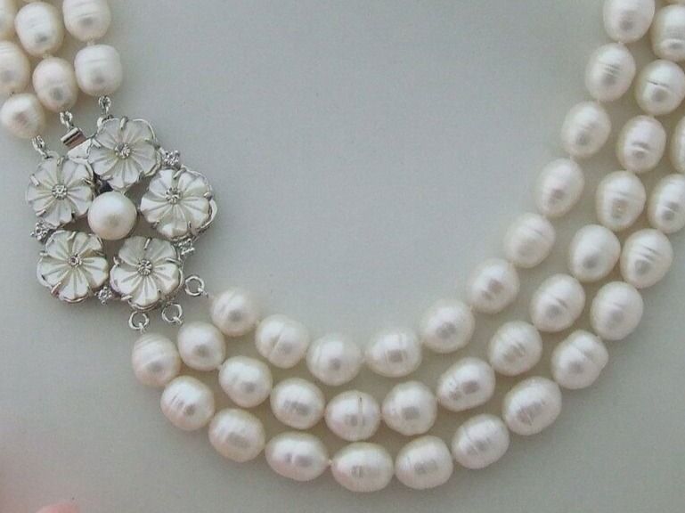 Catenine: Blume Lua Perlen Kette Echt 1cm Collier Perle Vrai Halskette – Nuovo (secondo la descrizione) da Prilly venduto da ilyria73 5