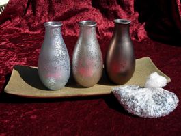 Set déco: plateau, 3 vases et pierres, NEUF dans emballage