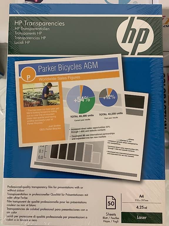 Fogli trasparenti: Transparentfolien Hp neu – Usato da Niedergösgen venduto da cupuasu 2