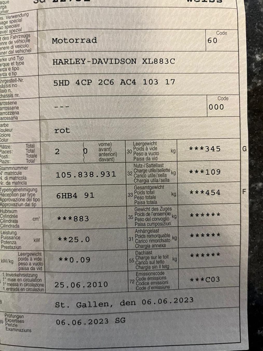 Harley-Davidson Chopper: HARLEY-DAVIDSON XL883C 25kW – Usato da Wil SG venduto da Prof.Eich 7