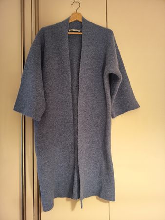 Long Knit Cardigan Blue