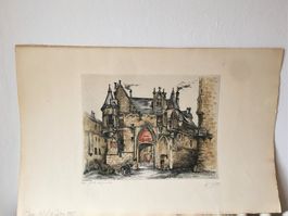 Original Radierung von TH. Adam Signiert