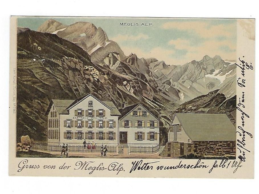 Ansichtskarten: CH, Ansichtskarte Meglis Alp, Appenzell 3.8.1899 – Gebraucht aus Hinteregg von McCharly01