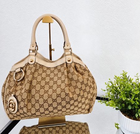 Original Gucci Tasche beige Leder guter Zustand