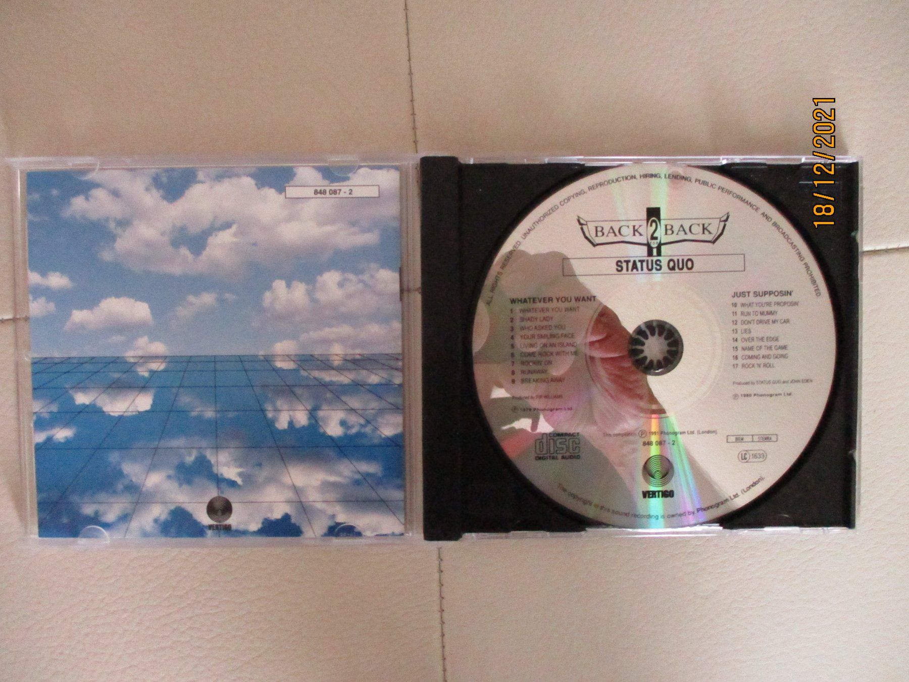 CD: Status Quo --  Never Too Late / Back To Back – Usato da Liestal venduto da Disc-Point 1