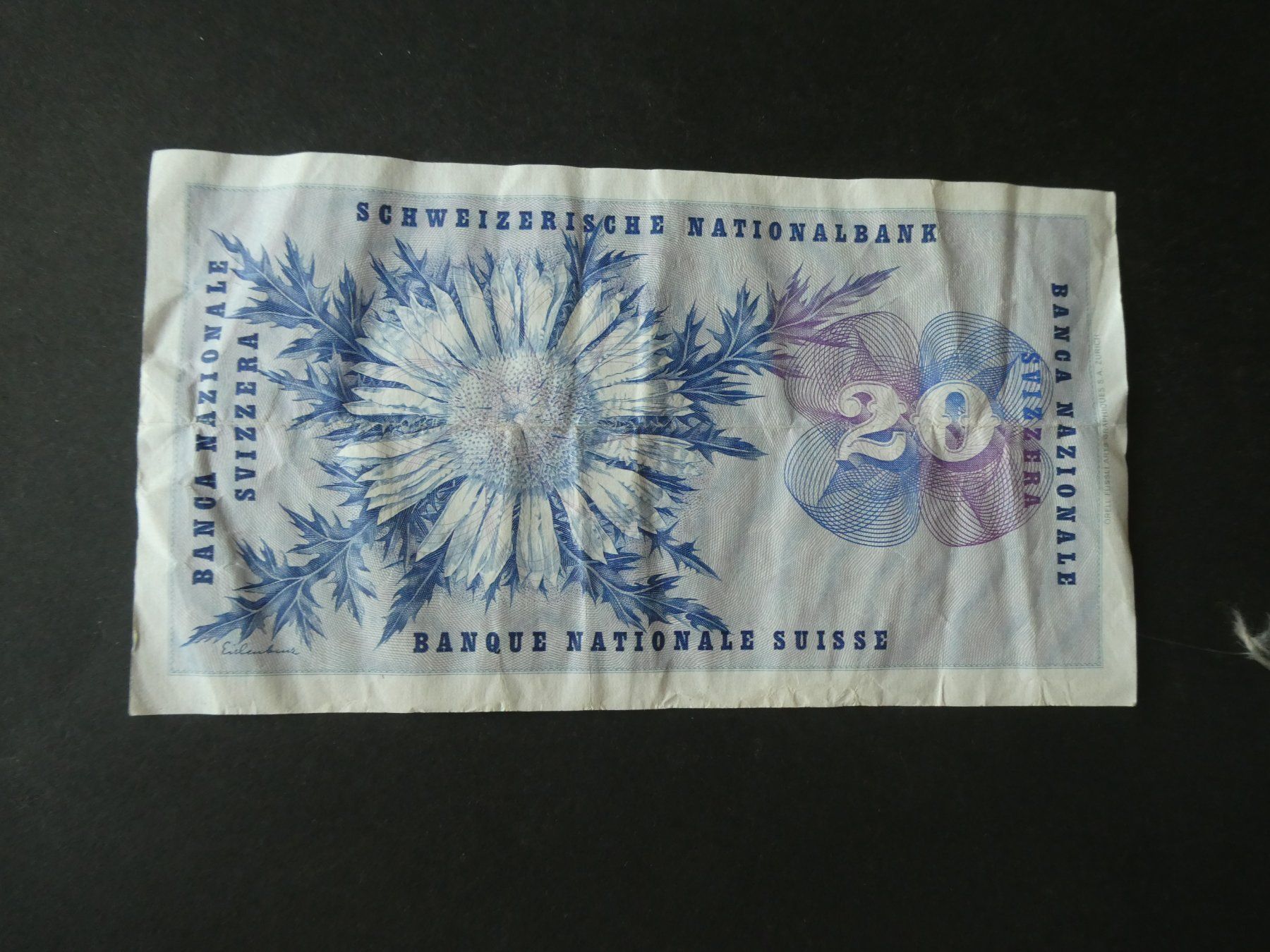 Banconote: Schweiz 1961,  20 Franken – Usato da Hinterforst venduto da Rohusri 1