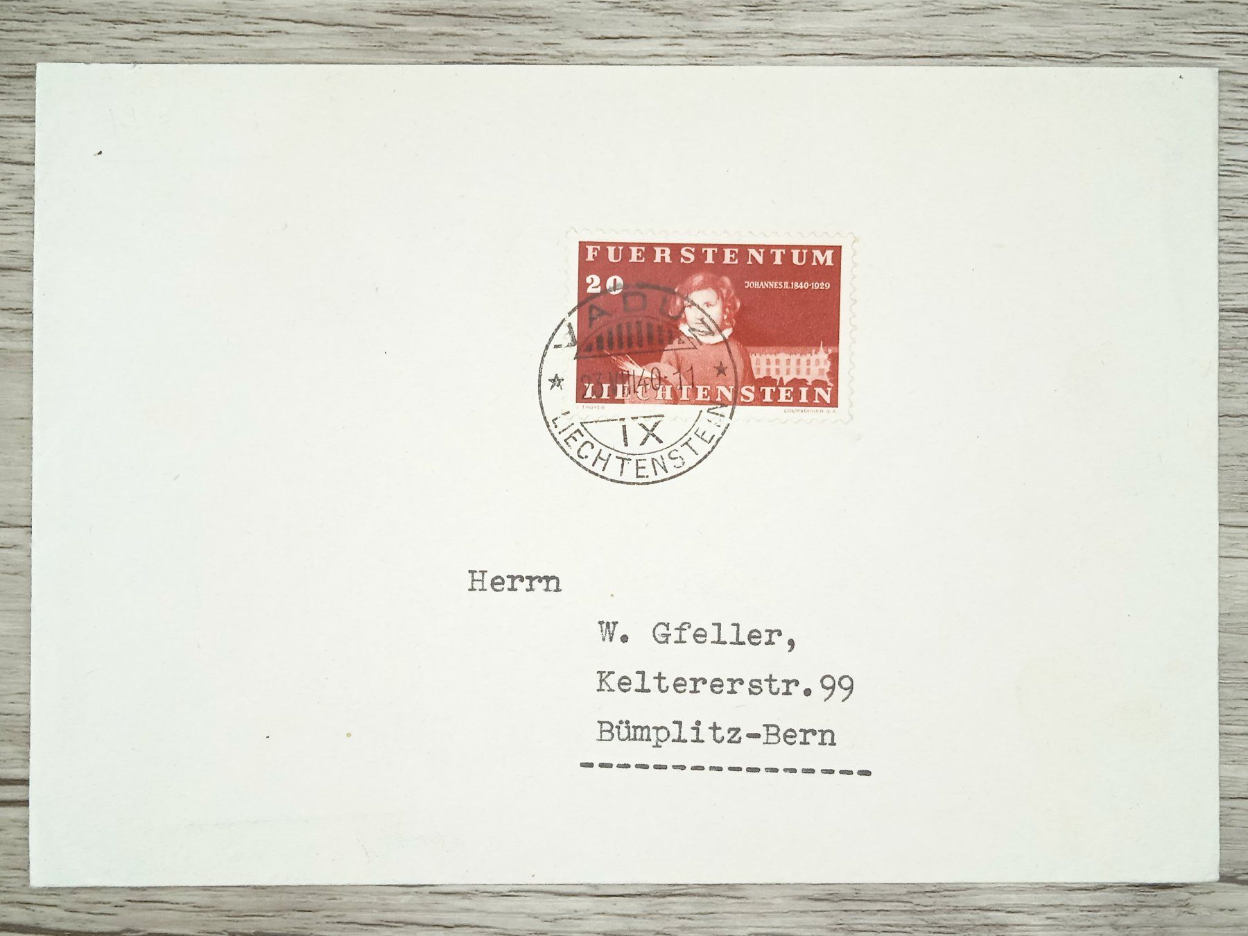Tutti i francobolli: TR78 Enveloppe + Timbre Liechtenstein 1940 – Usato da Cousset venduto da Patrick_Collections