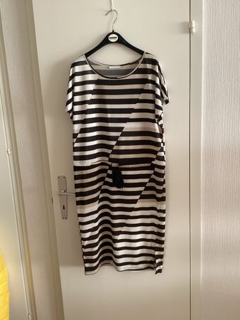 Leichtes, elegantes „Koffer-Kleid“,  Beige/Schwarz - Töne,