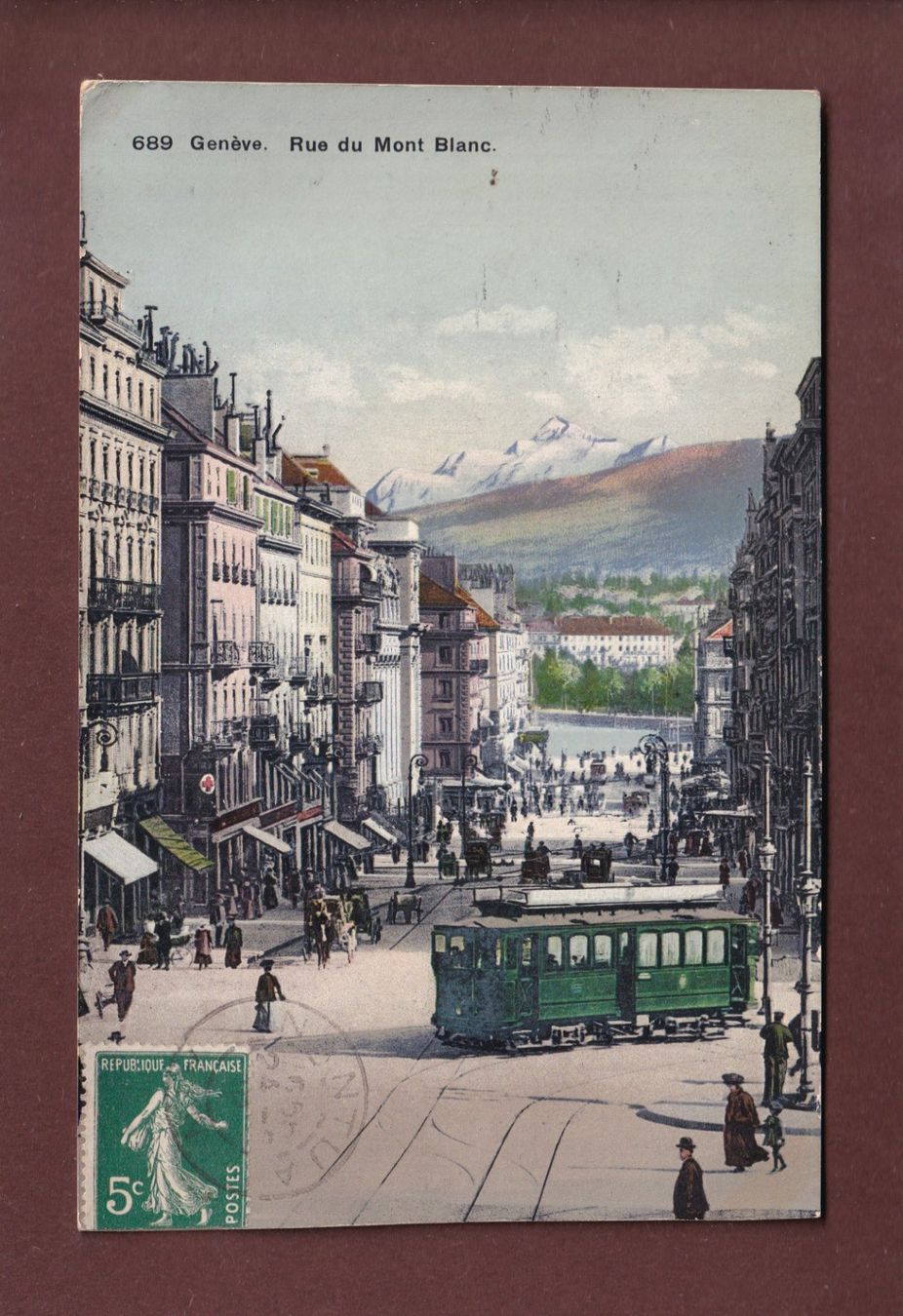 Cartoline postali: GENEVE - Rue du Mont Blanc - Tram – Usato da Pully venduto da nicecards