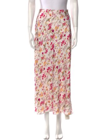 Floral Print Midi Length Skirt