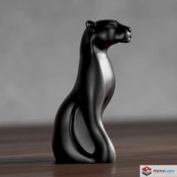 Sleek Black Panther Sculpture - 3D Printed