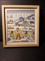 Winter Bauernmalerei Bild Kuhe Senn Haus  59