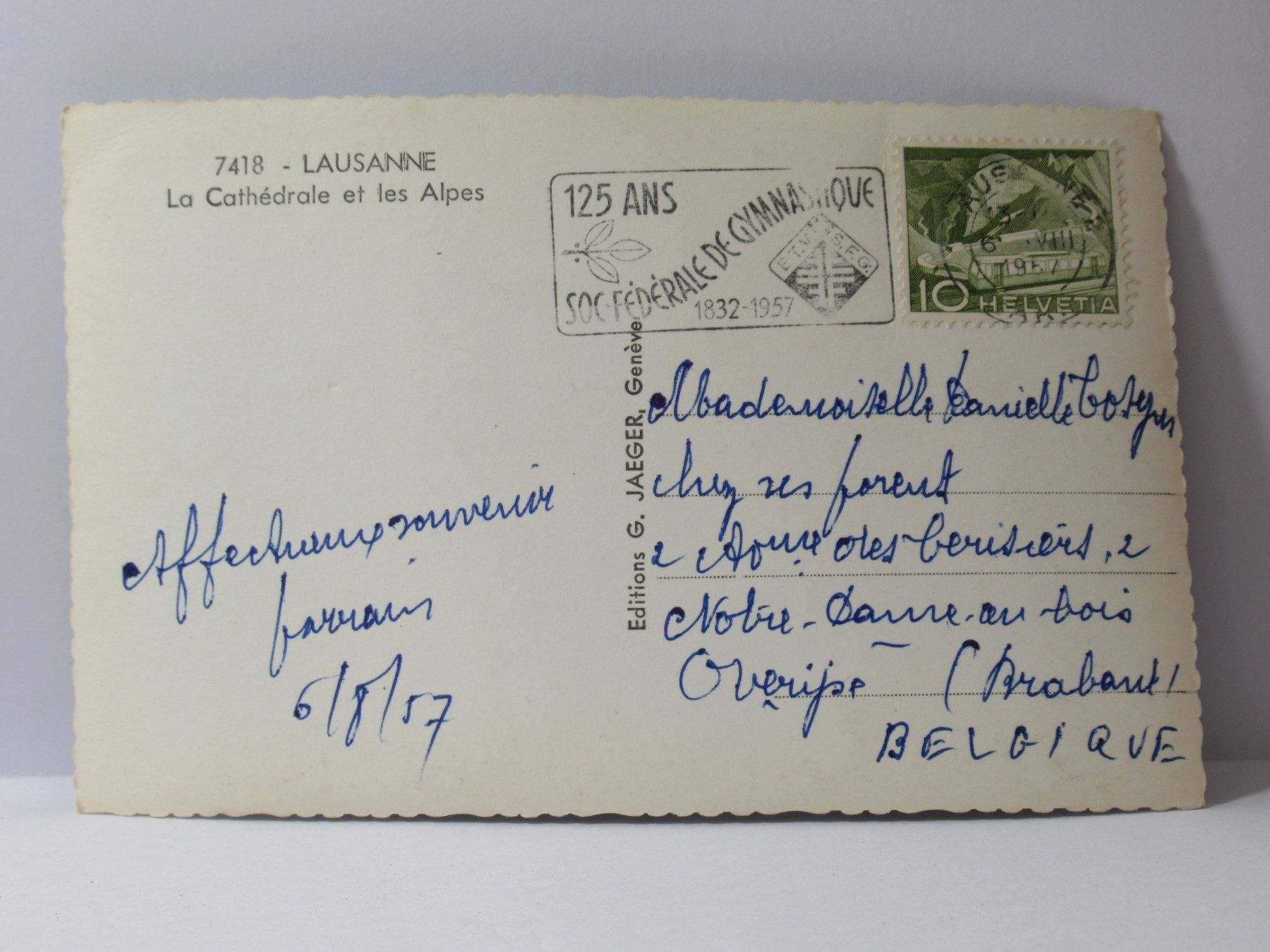 Ansichtskarten: Lausanne , Kirche 1957 – Gebraucht aus Grenchen von Bluemchen1900 1