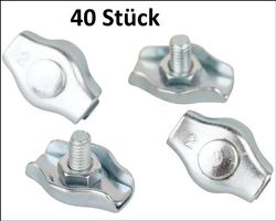 40 Stk. Klemmen verz für Drahtseil Ø 2 mm. Gratis Lieferung!