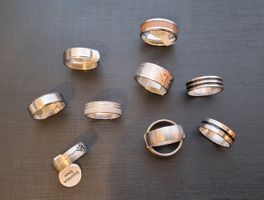10 Edelstahlringe, verschiedene, silberfarbig (21 mm)