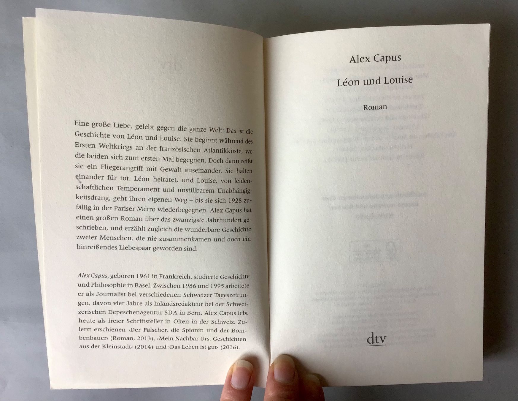 Libri: Taschenbuch: Léon und Louise - Alex Capus – Usato da Bubendorf venduto da Alpenheidi 2