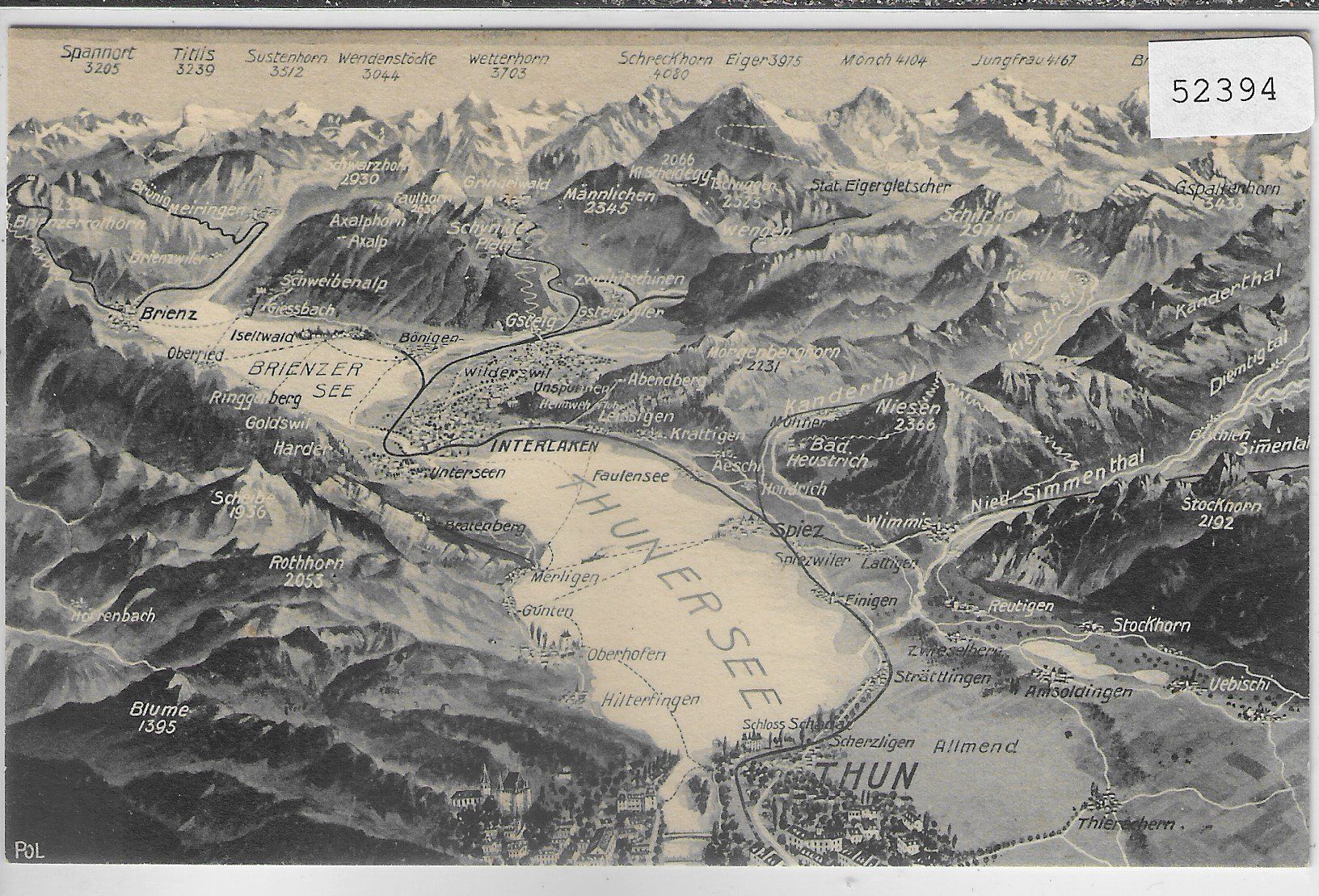 Cartes postales: Thun - Thunersee - Panorama – D'occasion à Ettingen par Kartenplanet