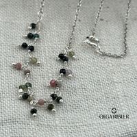 Silber 925 45 cm Kette mit Turmalin