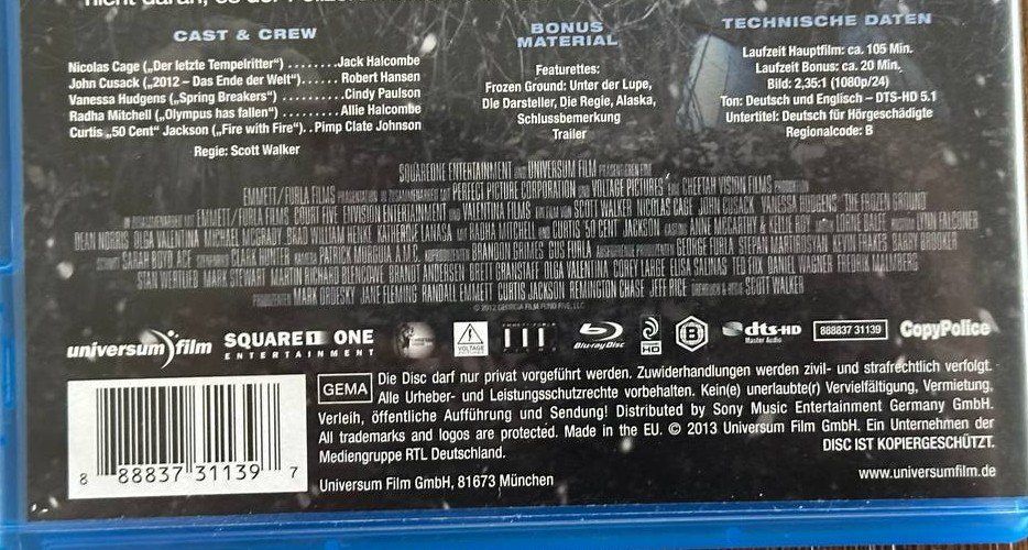 Tutti i DVDs: Frozen Ground Blu-ray: Spannender Thriller mit Cage! – Usato da Beringen venduto da Mantafisch1 2