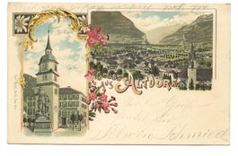Gruss aus Altdorf (UR) Tell - Denkmal - toll Litho - um 1900