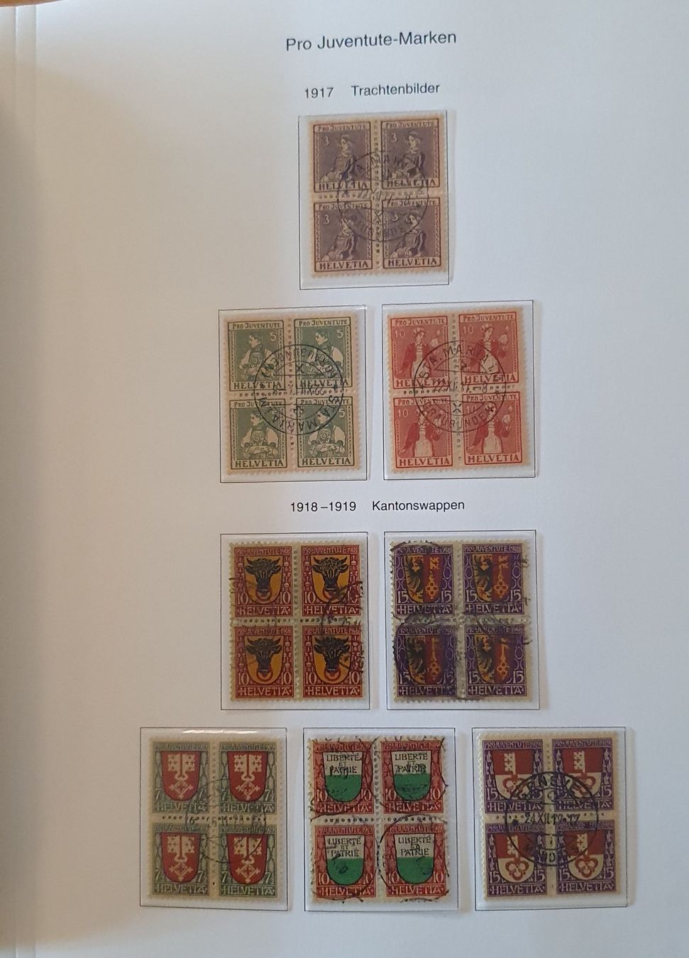 Alle Briefmarken: Pro Juventute 4er Block Sammlung 1913 - 2009 – Gebraucht aus Kreuzlingen von Rschweiz1 1