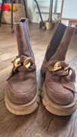 Brown Bruno Premi leather boots with golden buckles size 38