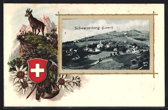 Ansichtskarten: Schwarzenberg /Luzern, Ortsansicht mit K – Gebraucht aus Berlin von bartko-reher