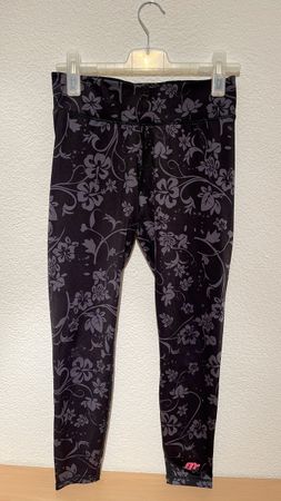 Sportleggins schwarz mit Blumenmuster Gr. 40
