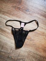 Schwarzer Spitzen-String Tanga, Grösse S/M