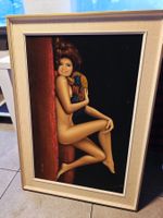 Vintage Pin-up Samtbild – signiert „VALERIE“ – 60er/70er