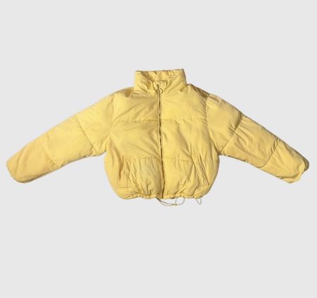 Gelbe Cropped Pufferjacke / Steppjacke – Pastellgelb – Cozy 