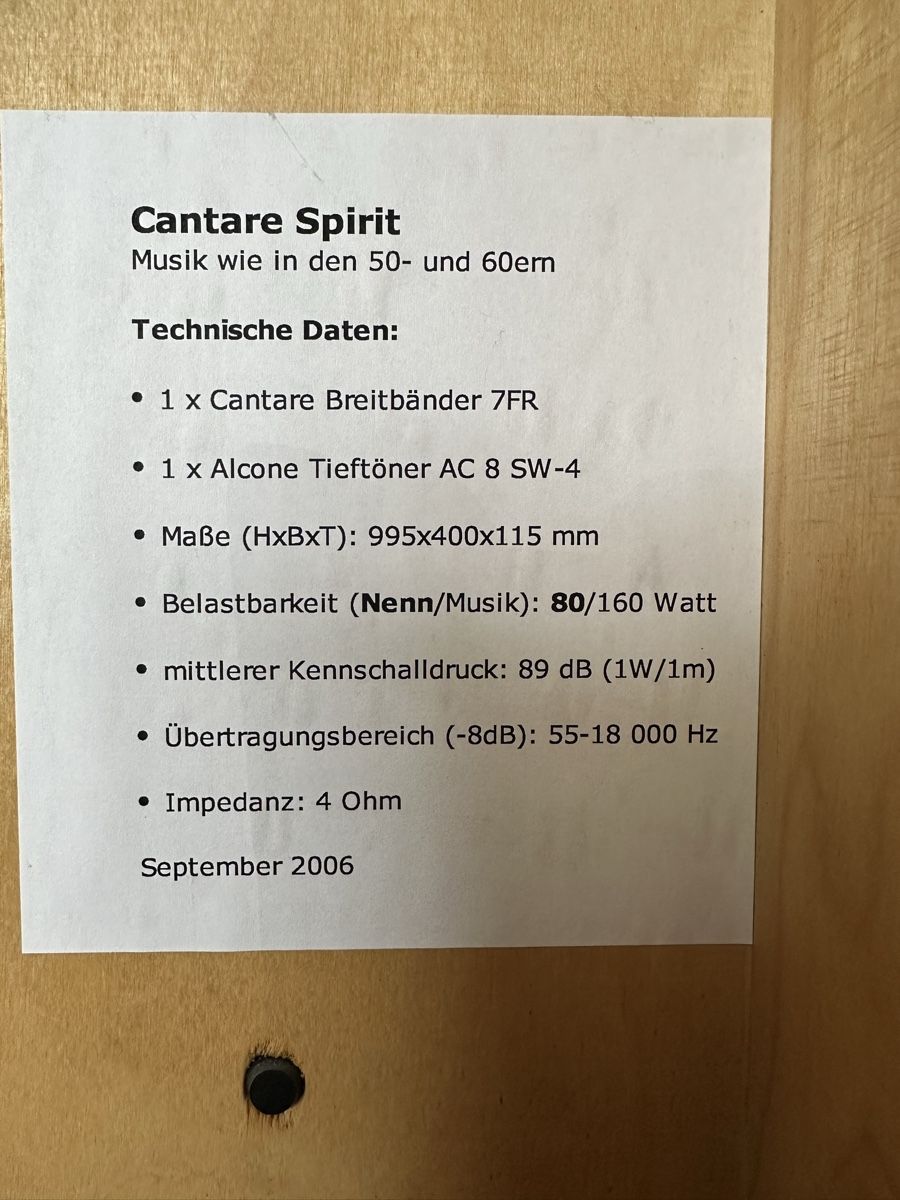 Casse acustiche: Lautsprecher Cantare Spirit – Usato da zuchwil venduto da solotin74 4