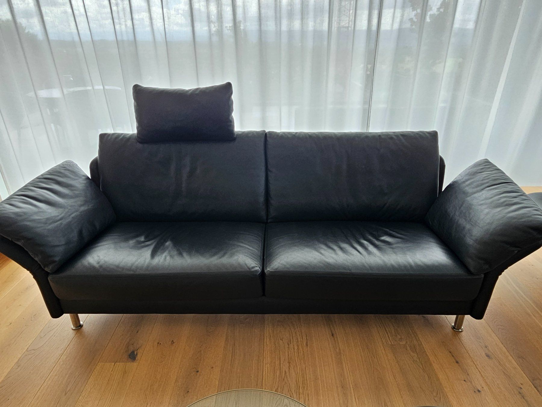 Intertime Divani: Ledersofa Intertime, schwarz, 2 Plätze – Usato da Nürensdorf venduto da Rega58 1