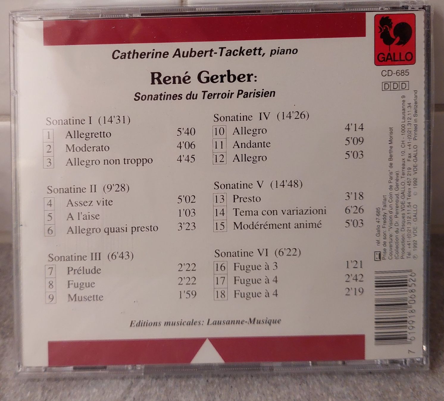 CDs: CD René GERBER - Sonatines du Terroir Parisien – Neu und originalverpackt aus Allmendingen b. BE von MMC-MuMeCo 1